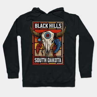 Black Hills South Dakota Native American Bison Skull Hoodie